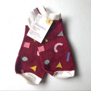 Xhilaration Pink Metallic Accents Geometric Shapes Novelty Low Cut Ankle Socks